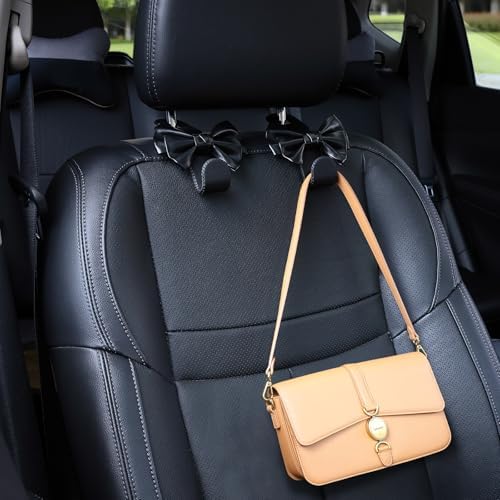Car Seat Headrest Hooks, Leather Cute Bow Vehicle Hooks - Image 3