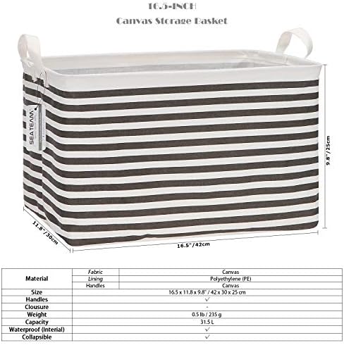 Sea Team Large Rectangle Open-Top Canvas Storage Basket - Image 6