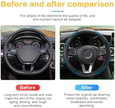 Osilly 15 Inch Carbon Fiber PU Leather Steering Wheel Cover - Image 3