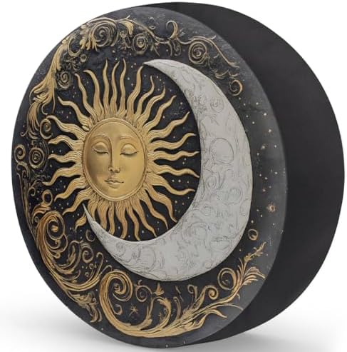 Spare Tire Cover for RV Trailer, Boho Sun Moon Waterproof Sun Leather Wheel - Image 2