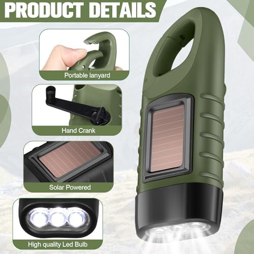 Mudder 6 Pack Hand Crank Flashlights Solar Powered Flashlight - Image 3
