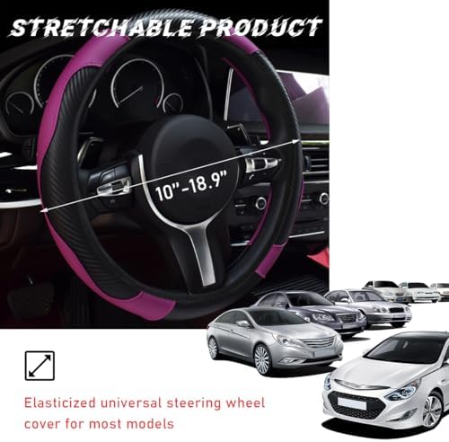 povtii Car Steering Wheel Cover, 15 Inch Leather Breathable Auto Steering Wheel - Image 2