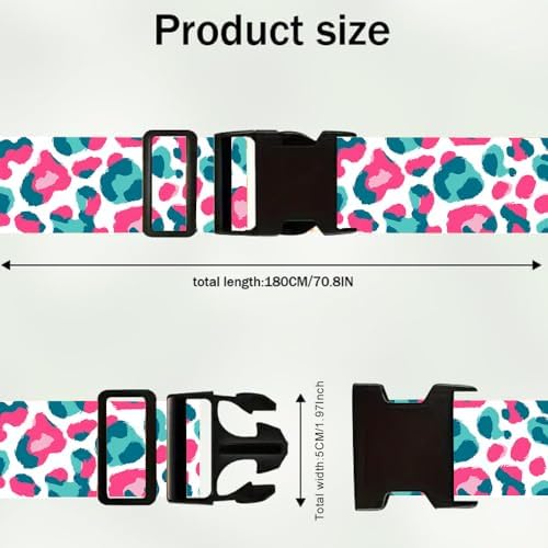 2PC, Leopard Print Luggage Strap 1.97 x 70.87 inch Pink and Teal Abstract - Image 5