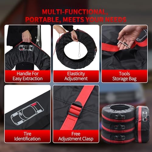 4PCS Tire Cover, Seasonal Tire Totes, Polyester Wheel Tires Storage Bags - Image 2