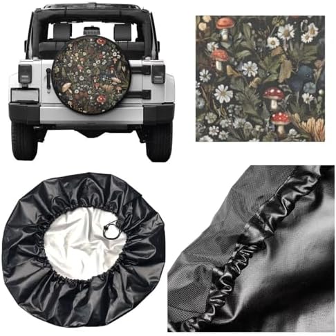 Spare Tire Cover Vintage Mushroom Print Weatherproof Vinyl Wheel Cover - Image 3