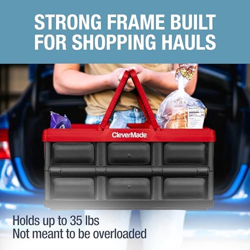 CleverMade Collapsible Shopping Basket, 32L Storage Crate, 1 Pack - Image 2