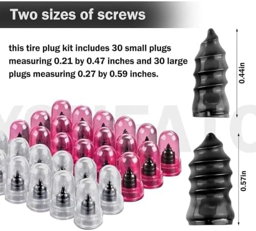 62 Pcs Tire Plug Kit Screw Type Tubeless Puncture Repair Tool - Image 3