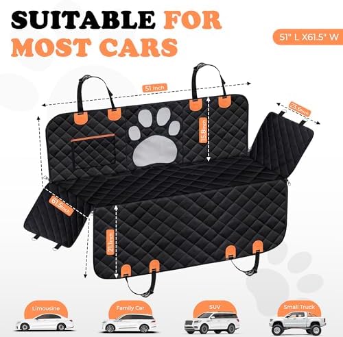 Dog Car Seat Cover For Back Seat, 100% Waterproof Hammock & Back Seat Protector - Image 5