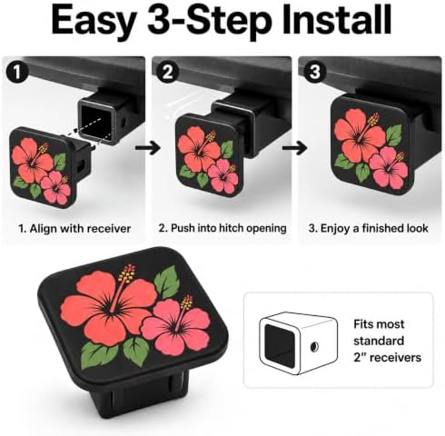 Hibiscus Flower Trailer Hitch Cover, 2 Inch Rubber Receiver Plug - Image 6