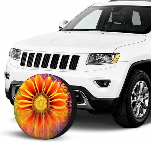 Abstract Sunflower Spare Tire Cover Summer Yellow Sunflower Polyester Universal - Image 3