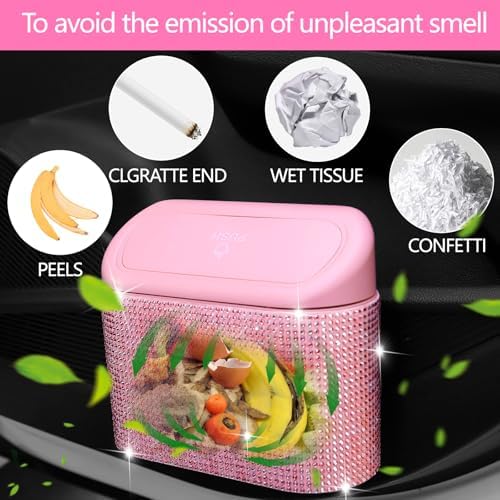 NBTEPEM Bling Pink Car Trash Can - Image 3