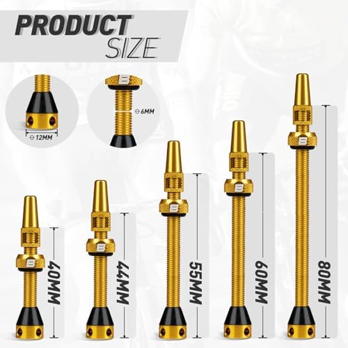 BWSHLF Tubeless Presta Valve Stem 40/44/55/60/65/80/100 mm, Super Light Alloy - Image 3