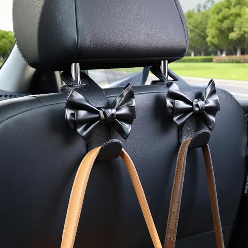 Car Seat Headrest Hooks, Leather Cute Bow Vehicle Hooks - Image 7