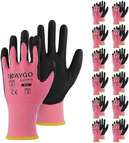 KAYGO Safety Work Gloves for Men Women, PU Coated Palm & Fingers by KAYGO