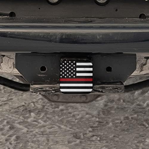 Swono American Flag Square Receiver Hitch Covers Vintage Thin Red Line USA Flag - Image 5