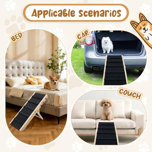 32.2x12.2Inch Dog Pet Ramp for Bed 5 Adjustable Height Dogs Stairs for Small Dog - Image 6