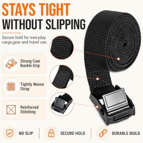 4-Pack Lashing Straps with Buckles, 0.78 Inch x 5 Feet - Image 3
