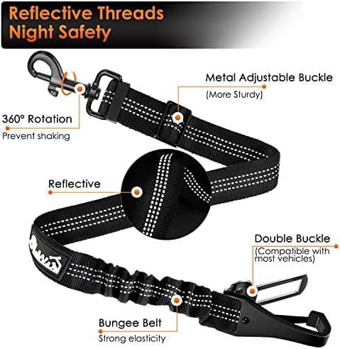 SlowTon Dog Car Seat Belt, 3 in 1 Latch Bar Attachment Dog Safety Seatbelt - Image 5