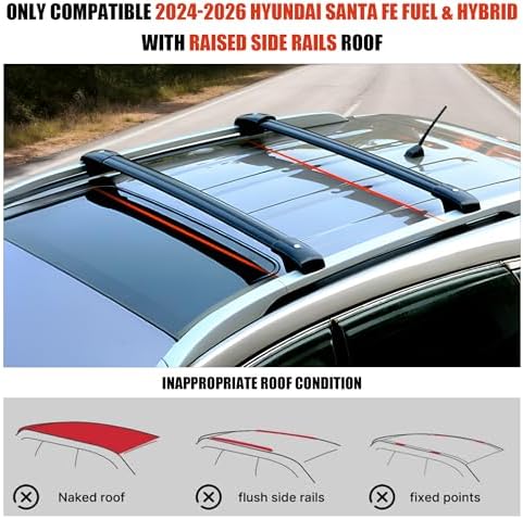 Roof Rack Cross Bars for 2024-2026 Santa Fe Fuel & Hybrid 396lbs - Image 2