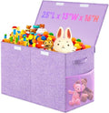 Large Toy Storage Box with Lid, Collapsible Kids Toy Chest Purple by Rocamdo