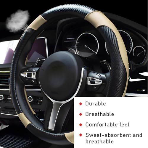 povtii Car Steering Wheel Cover, 15 Inch Leather Breathable Auto Steering Wheel - Image 4