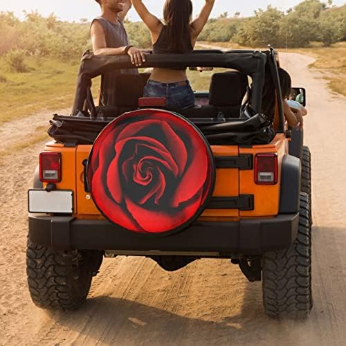 KiuLoam Vibrant Red Rose Flower Spare Tire Cover Polyester Universal Sunscreen - Image 4