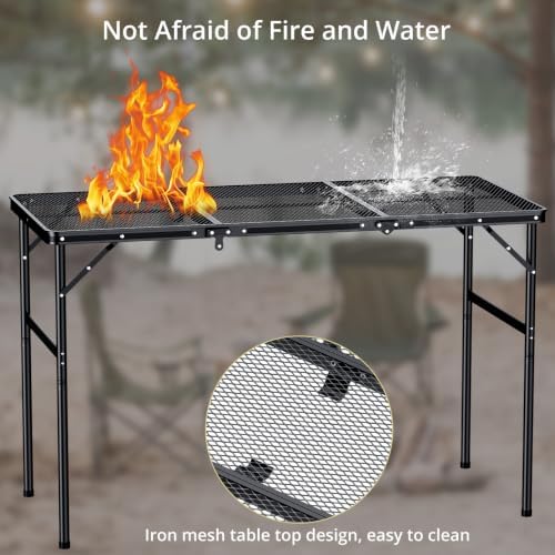 Anbte 3ft Tri-fold Grill Table, 2 Adjustable Heights Max 29.5" - Image 5