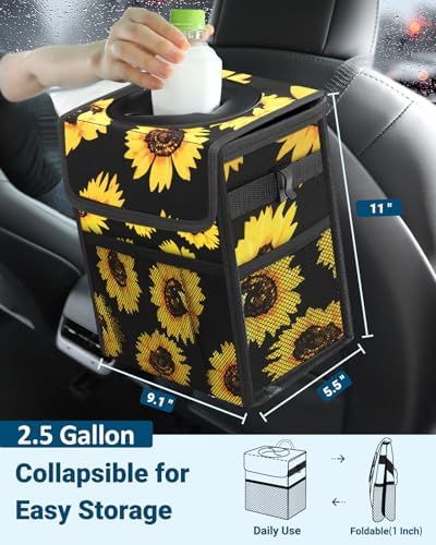 Capolo Car Trash Can with Lid, Leakproof Car Garbage Can Car Trash Bag - Image 2