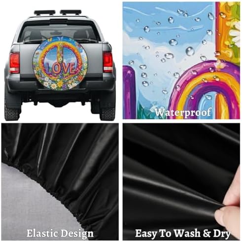 Peace Flowers Spare Tire Cover Dust-Proof Wheel Protector - Image 4
