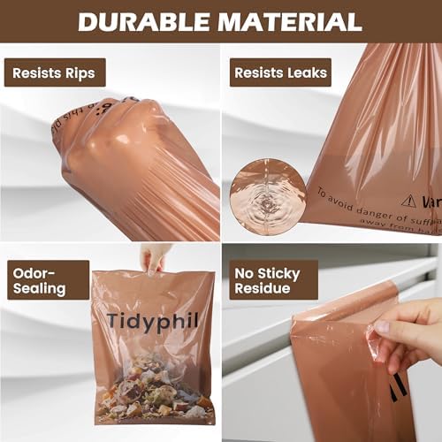 50 Bags Hanging Car Trash Bags Disposable, 2 Gallon Car Garbage Bags. Brown - Image 4