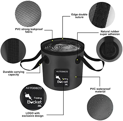 2 Pack Collapsible Bucket 5 Gallon Container Folding Water Bucket Portable Wash - Image 3