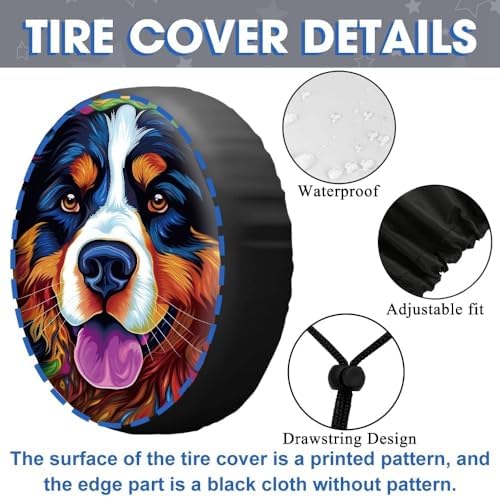 Colorful Giant Schnauzer Dog Spare Tire Cover Pet Animal Wheel Protectors - Image 6