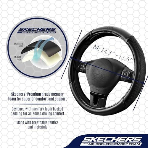 Skechers Air-Cooled Steering Wheel Cover, Leather Car Steering Wheel Cover - Image 4