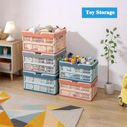 Collapsible Storage Crate with Handles, 20L Foldable Plastic Basket, Organizer - Image 4