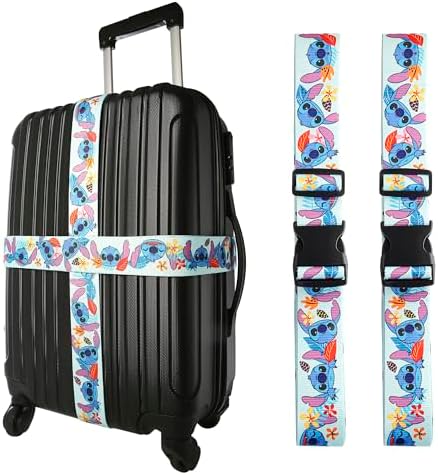 Disney Stitch Luggage Strap 2-Piece Set Officially Licensed, Adjustable Luggage by Disney