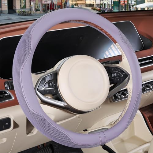 Nappa Leather Purple Steering Wheel Cover Large 16 inch by Binsheo