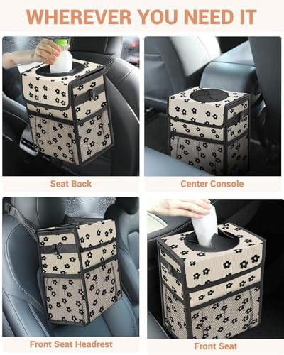 Capolo Car Trash Can with Lid, Leakproof Car Garbage Can Car Trash Bag - Image 6