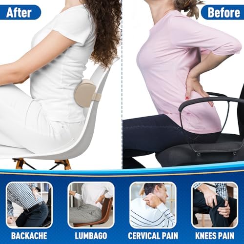 CushZone Lumbar Roll Support Pillow, Memory Foam Back Cushion - Image 5