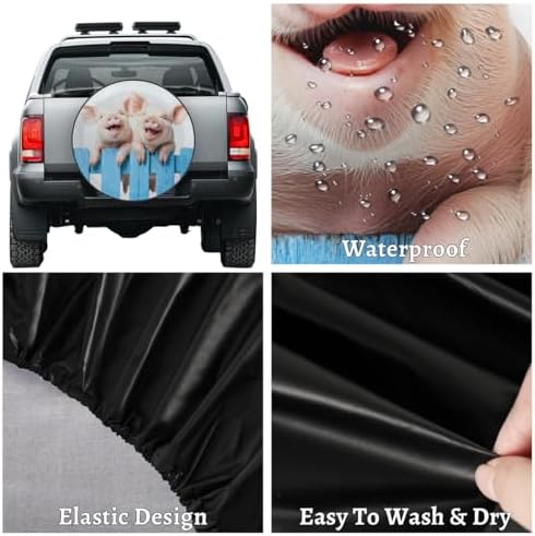 Spare Tire Cover for RV Trailer, Cute Animal Pig Waterproof Sun Leather Wheel - Image 4