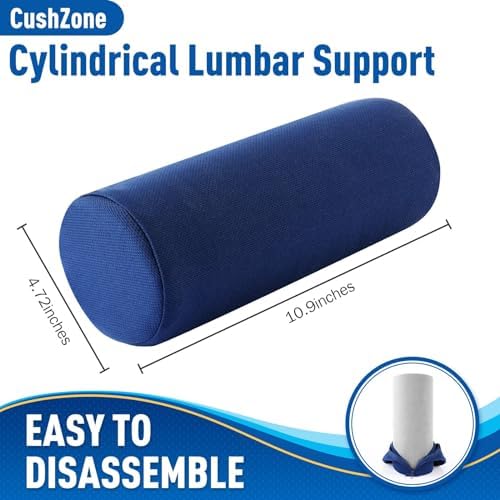 CushZone Lumbar Roll Support Pillow, Memory Foam Back Cushion - Image 2