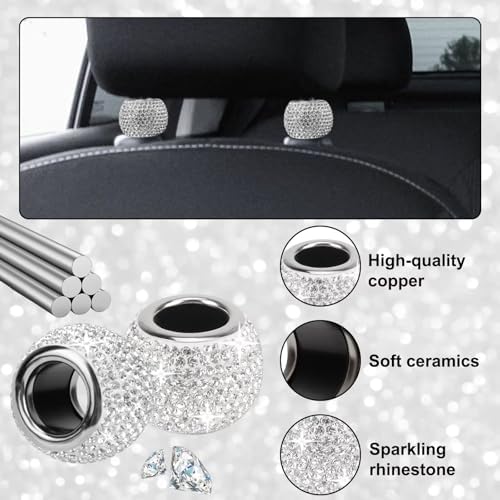 BFXM 4 Pcs Car Headrest Collars, Bling Head Rest Collars Rings Decoration - Image 4