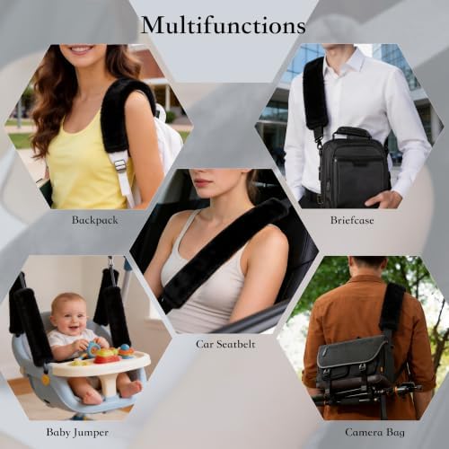 Amooca 19.7in Extra Long Furry Universal Car Seatbelt Cover Shoulder Pad - Image 5