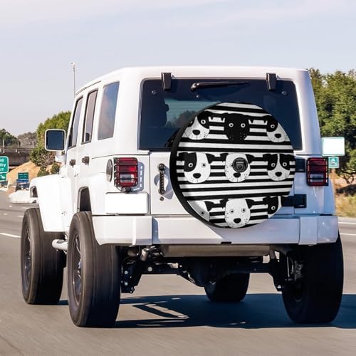 Black White Stripes Dog Heads Spare Tire Cover - Image 2