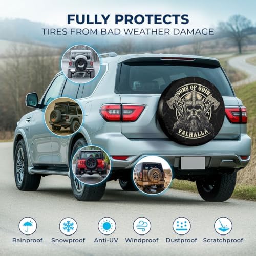 GENANY Viking Shield Art Thick PVC Leather Spare Tire Cover Size 18 - Image 3