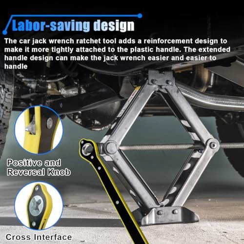 Auto Jack Ratchet Wrench, 360° Swivel Labor-Saving Jack Lug Wrench, Scissor - Image 4