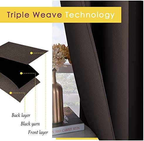 NICETOWN Room Darkening Curtains, 2 Panels, 34 x 54-inch, Toffee Brown - Image 3