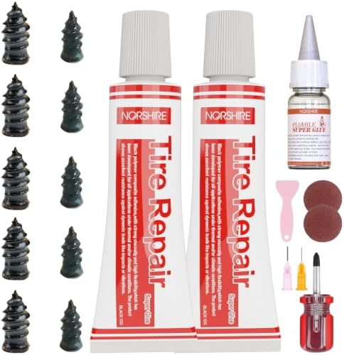 NORSHIRE Tire Repair Screw Kit, 10 Self-Sealing Screw-in Tire Plugs by NORSHIRE