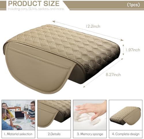 Car Armrest Cushion, 12.2"x8.3" Memory Foam Console Pad - Image 2