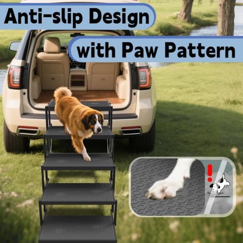 Dog Steps for Car & SUV – 5-Step Foldable Pet Stairs for Large Dogs, Non-Slip - Image 3