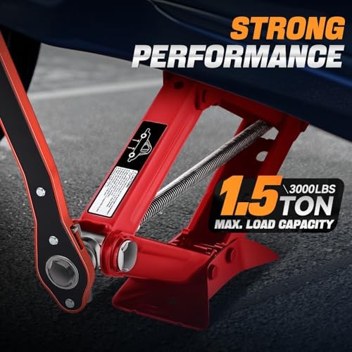 Auto Dynasty Scissor Car Jack, 1.5 Ton Scissor Jacks, Lifting Range 15.2" to 4" - Image 2